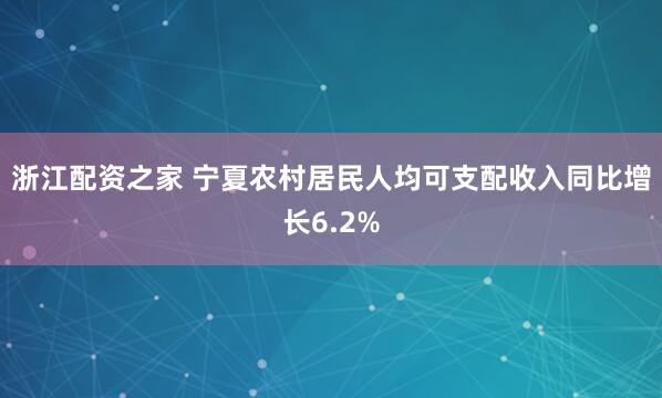 浙江配资之家 宁夏农村居民人均可支配收入同比增长6.2%